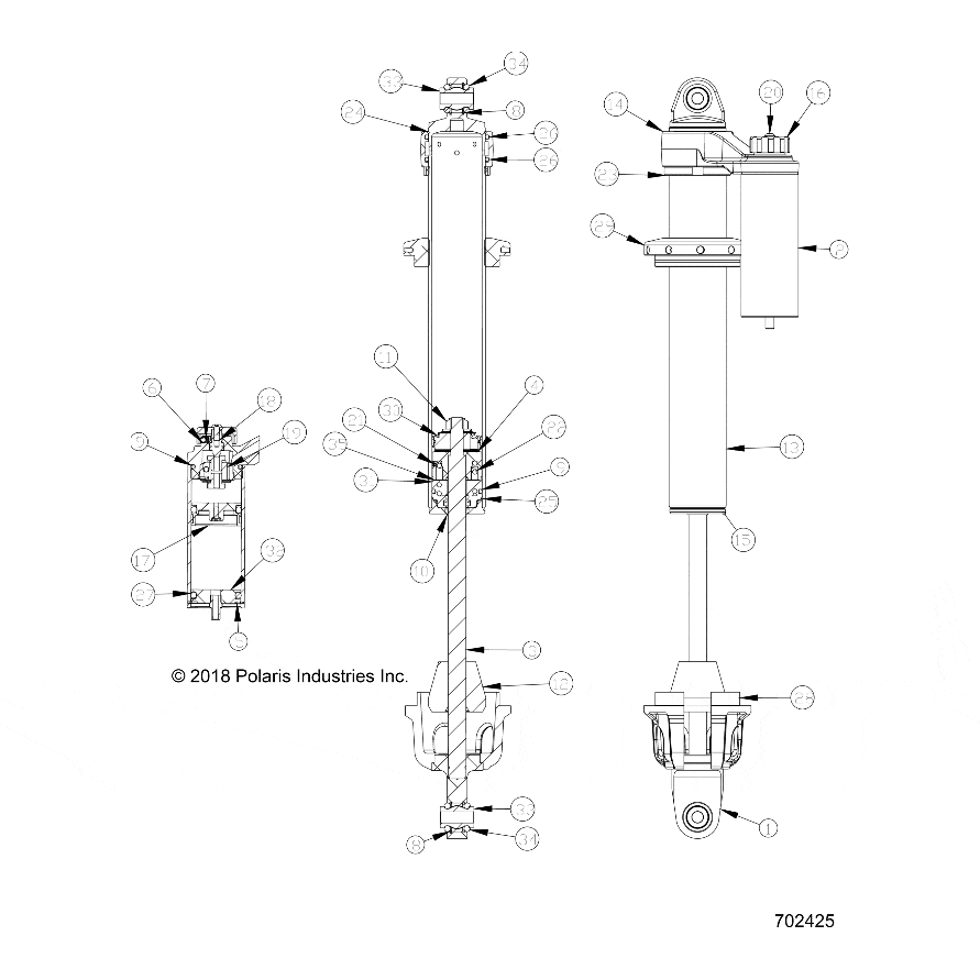 2 Piggyback Reservoir Shock, Fr by Polaris 7044897 OEM Hardware P7044897 Off Road Express Drop Ship