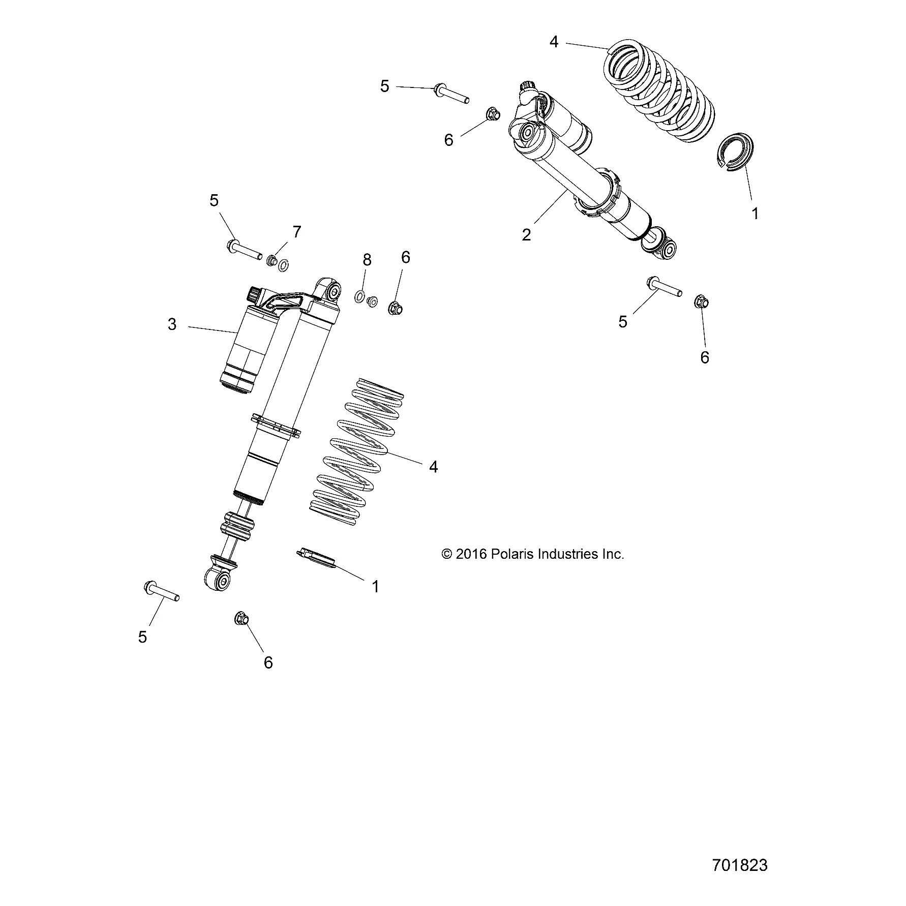 2 Piggyback Reservoir Shock Fro by Polaris 7044650 OEM Hardware P7044650 Off Road Express Drop Ship