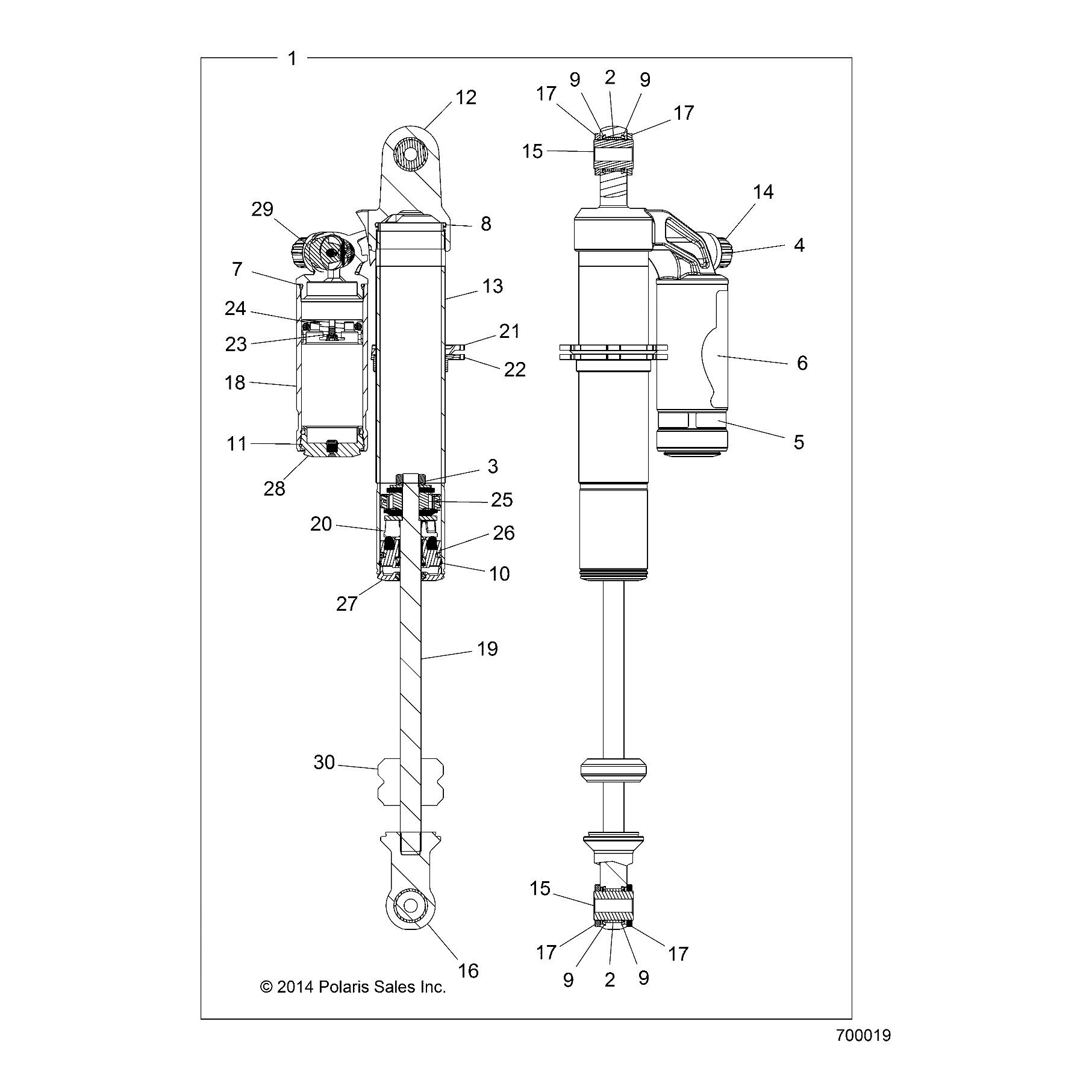 2 Piggyback Reservoir Shock, Re by Polaris 7043897 OEM Hardware P7043897 Off Road Express Drop Ship