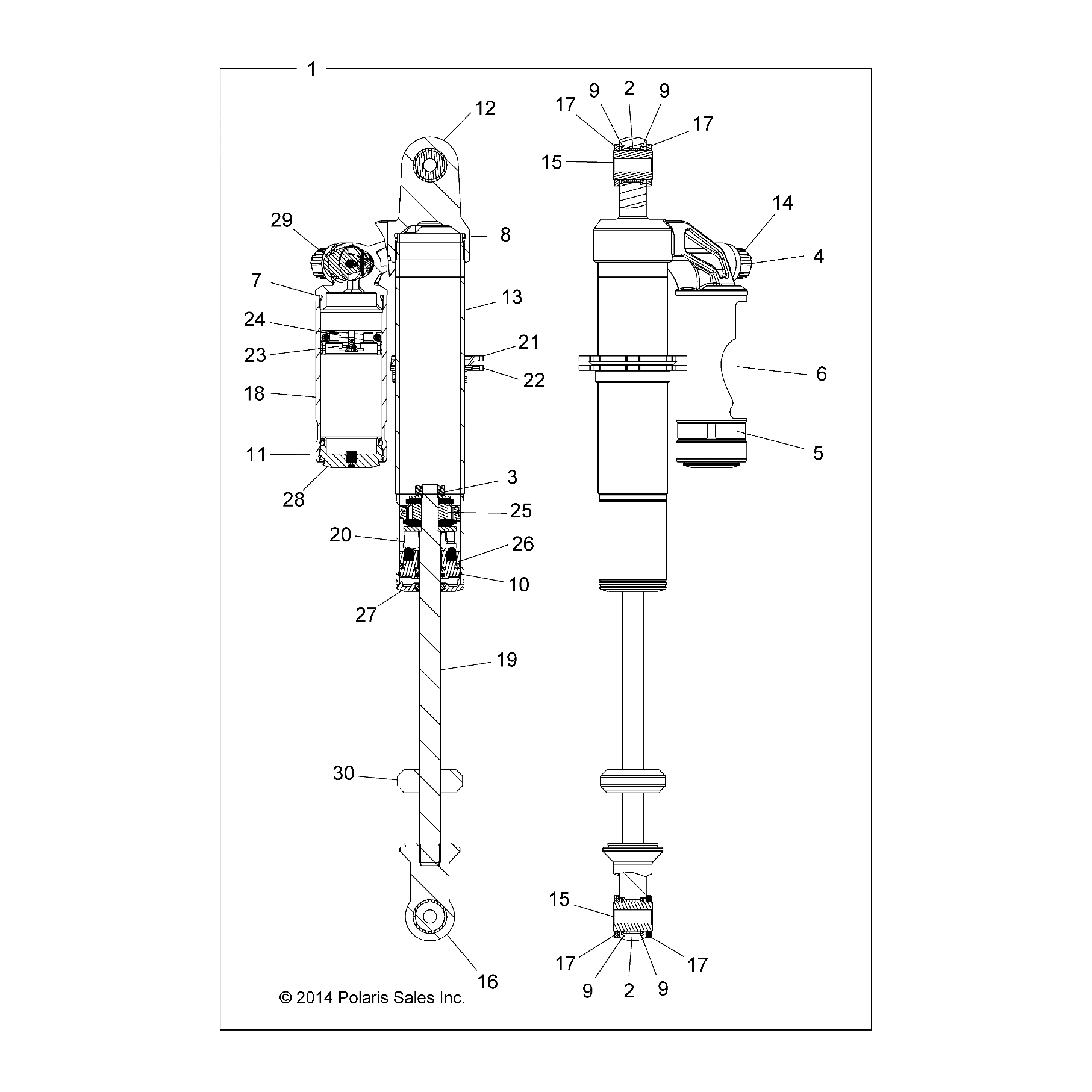 2 Piggyback Reservoir Shock, Re by Polaris 7044208 OEM Hardware P7044208 Off Road Express Drop Ship