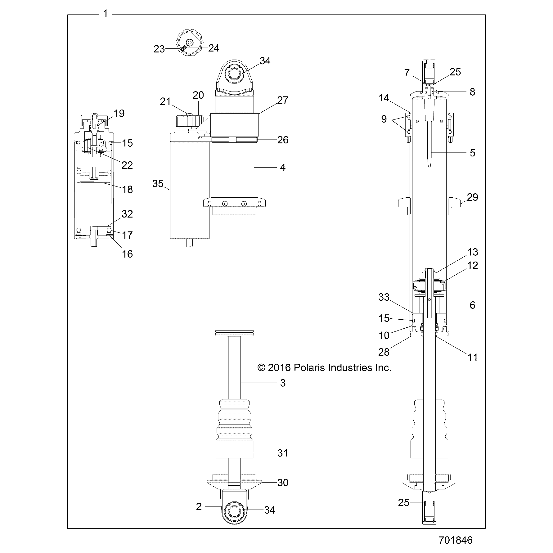 2 Piggyback Reservoir Shock, Re by Polaris 7044647 OEM Hardware P7044647 Off Road Express Drop Ship