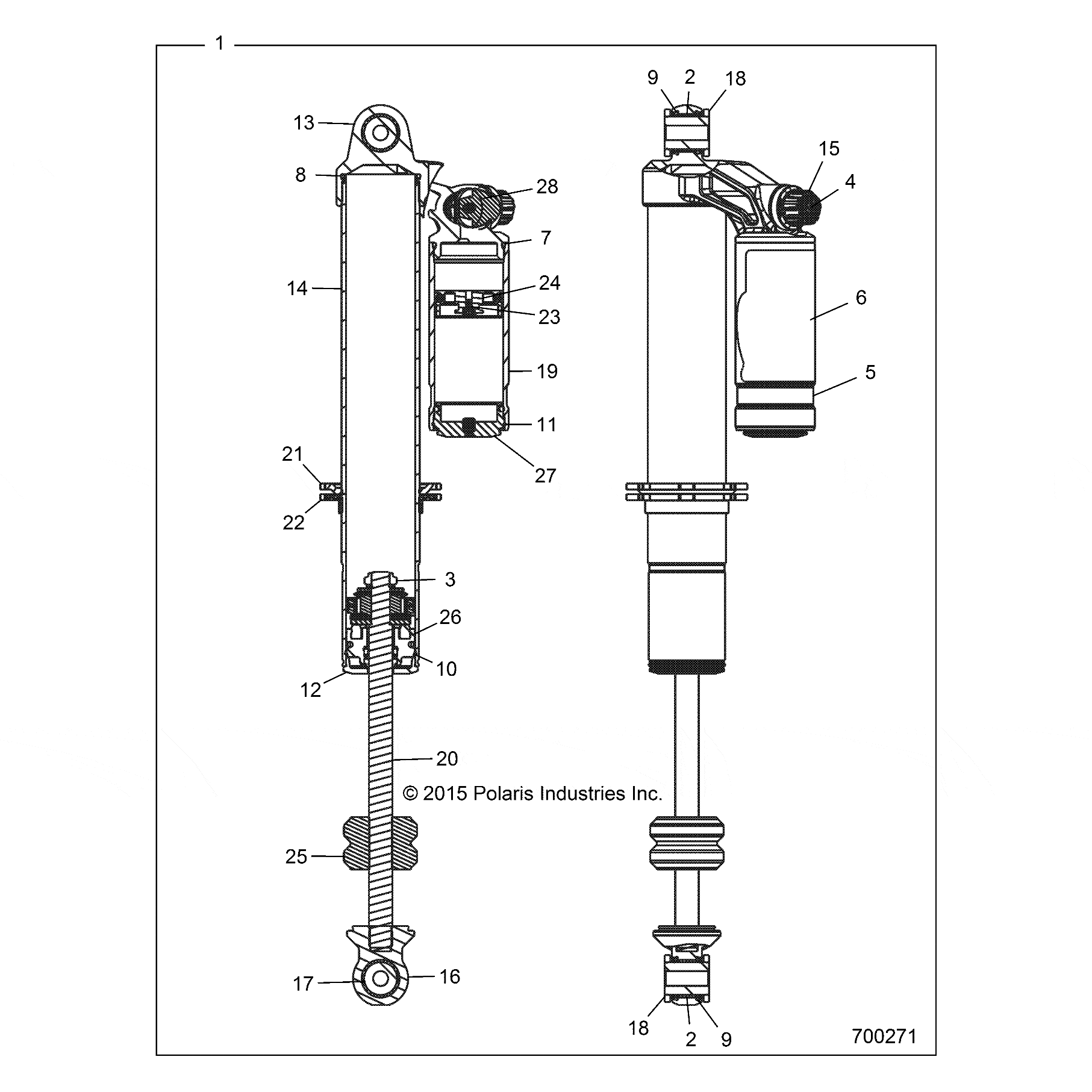 2 Resevoir Piggyback Shock, Fro by Polaris 7044481 OEM Hardware P7044481 Off Road Express Drop Ship