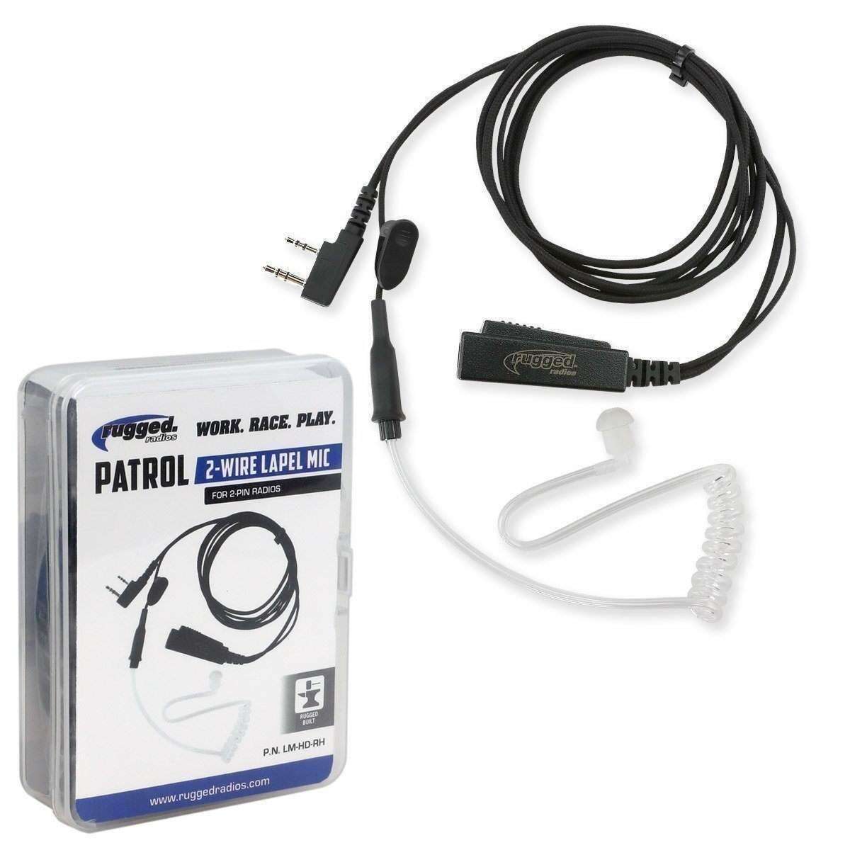 2-Wire Lapel Mic With Acoustic Ear Tube For Rugged Handheld Radios by Rugged Radios LM-HD-RH 0103879985123 Rugged Radios