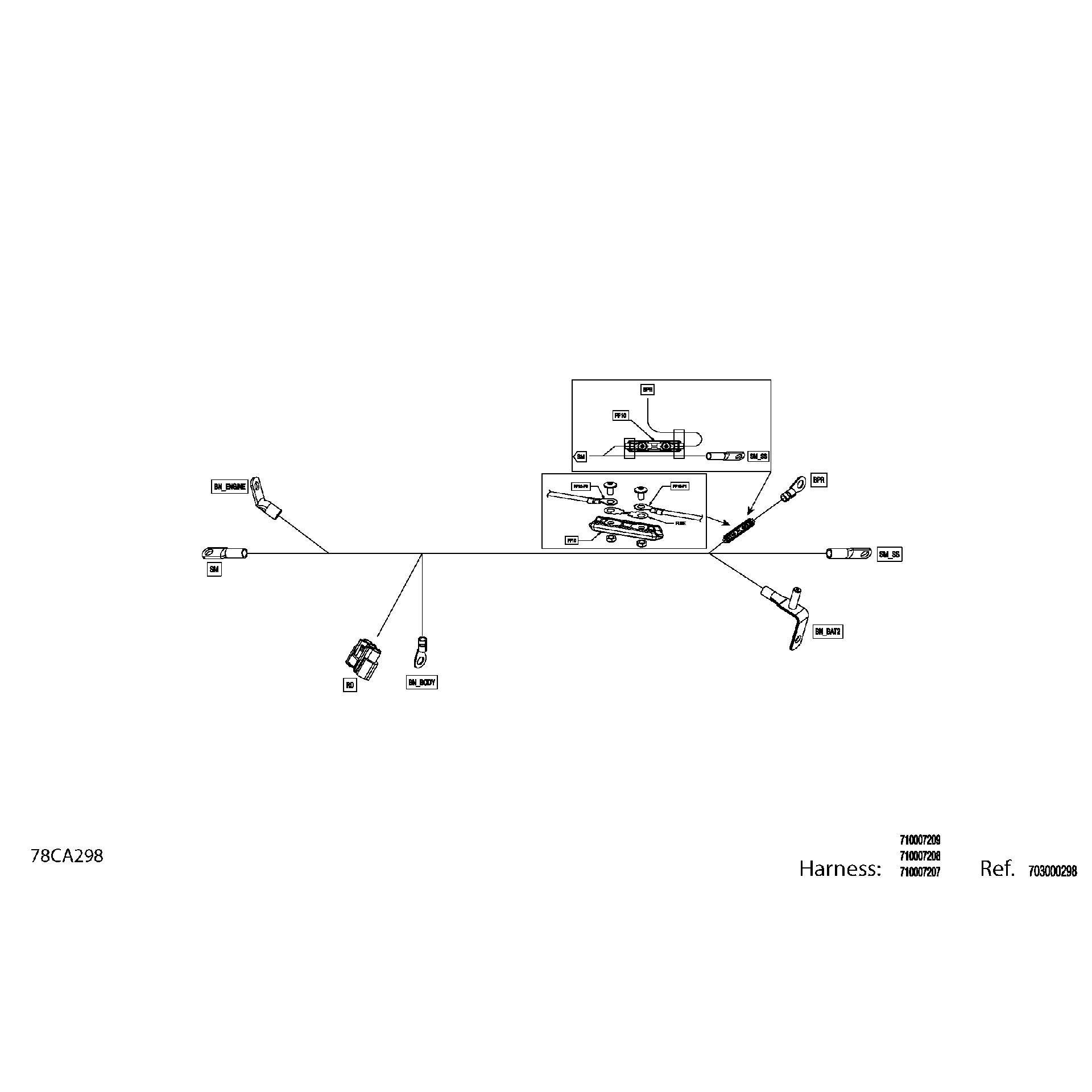 An Image of a Genuine Can-Am Parts Schematic Diagram showing the schematic - ELECTRIC - WIRING HARNESS STARTER - 710007207