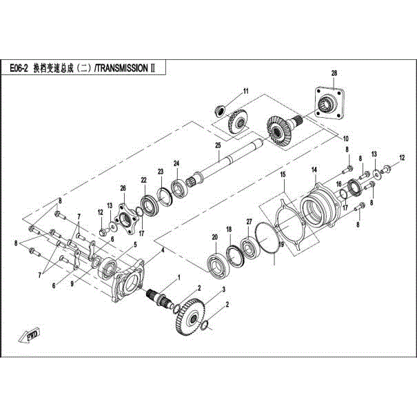 An Image of a Genuine CFMOTO Parts Schematic Diagram showing the schematic - TRANSMISSION 2 - 2016 CFMOTO ZFORCE 500