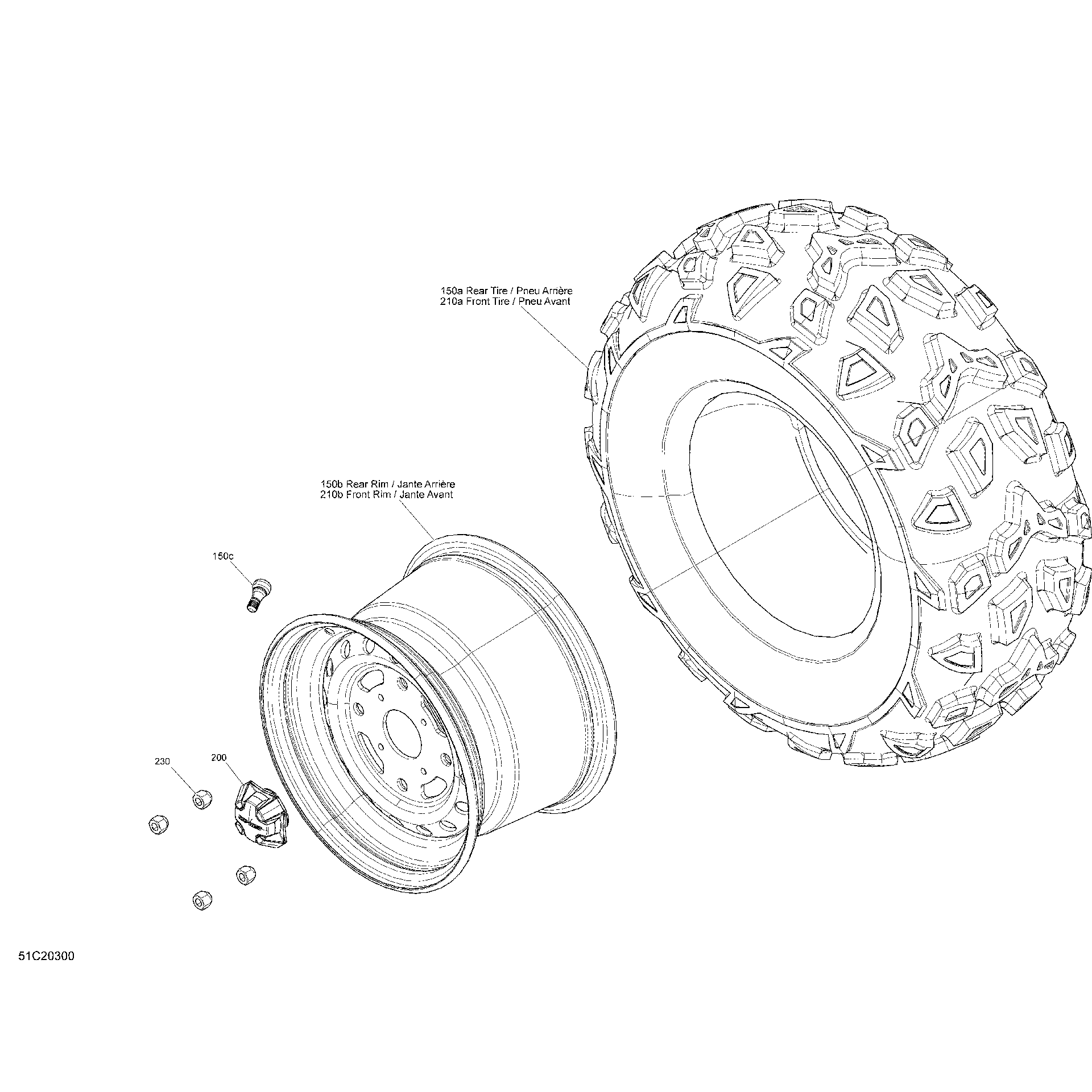 An Image of a Genuine Can-Am Parts Schematic Diagram showing the schematic - DRIVE - WHEELS - BASE