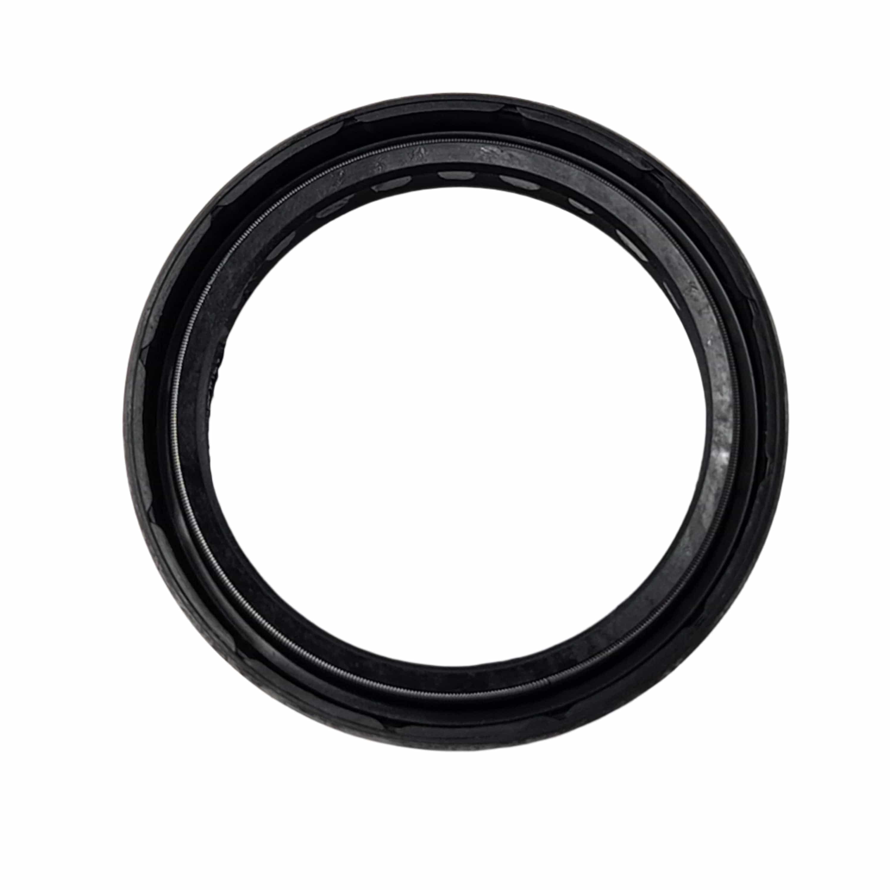 The Seal, Oil, 50 Mm by Polaris is a black circular rubber oil seal for Victory motorcycle maintenance, featuring a smooth inner edge and slightly grooved outer edge, shown isolated on a white background.