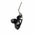 A close-up view of a black and metallic motorcycle clutch lever assembly, featuring the Master Cylinder Front Black Non Adjustable Black by Polaris, set against a plain white background.
