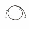 The Hose, Brake, Front, Std by Polaris is a flexible braided metal brake hose with metal fittings at both ends, shown in a loose circle on a white background—perfect as an OEM Victory motorcycle part.