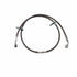 The Hose, Brake, Front, Std by Polaris is a flexible braided metal brake hose with metal fittings at both ends, shown in a loose circle on a white background—perfect as an OEM Victory motorcycle part.
