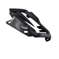 The RH Rear Lateral Cover by Can-Am is a black angular plastic part with cutouts and sharp edges, photographed on a white background—ideal as an ATV replacement accessory or for use with Can-Am OEM parts.