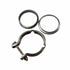 The Clamp-V Band by Polaris is a metal exhaust clamp with a bolt and two circular rings (one worn), displayed on white—perfect for replacing parts on Indian Motorcycles or Polaris vehicles.