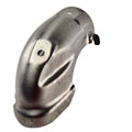 The Heat-Shield Front by Polaris for Indian motorcycles is a curved metallic piece with two holes and a small mounting bracket, shown against a white background.