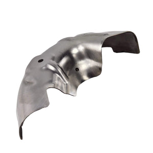 Curved, metallic silver Asm-Heat-Shield Rear by Polaris, with a wavy texture, designed as an OEM fender liner for Indian motorcycles; shown on a white background.