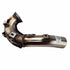 Asm-Headpipe Rear by Polaris is a genuine OEM curved metal exhaust pipe for Indian motorcycles, featuring welded joints, mounting brackets, and a barcode sticker—authentic and isolated on a white background.