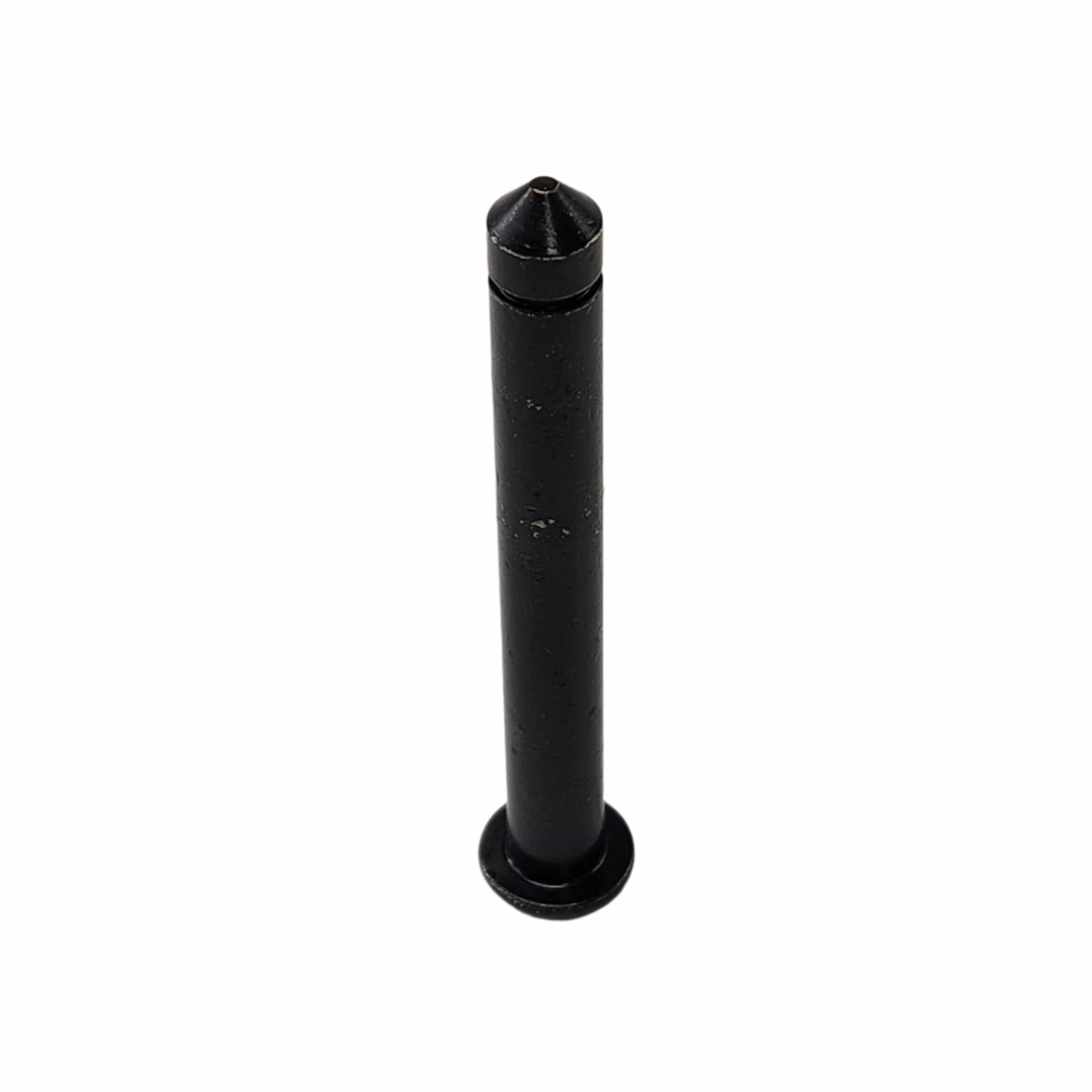 A black cylindrical metal Hinge Pin by Can-Am with a pointed tip and flat base, shown upright against a white background—ideal as a high-quality Can-Am ATV accessory or replacement OEM part.
