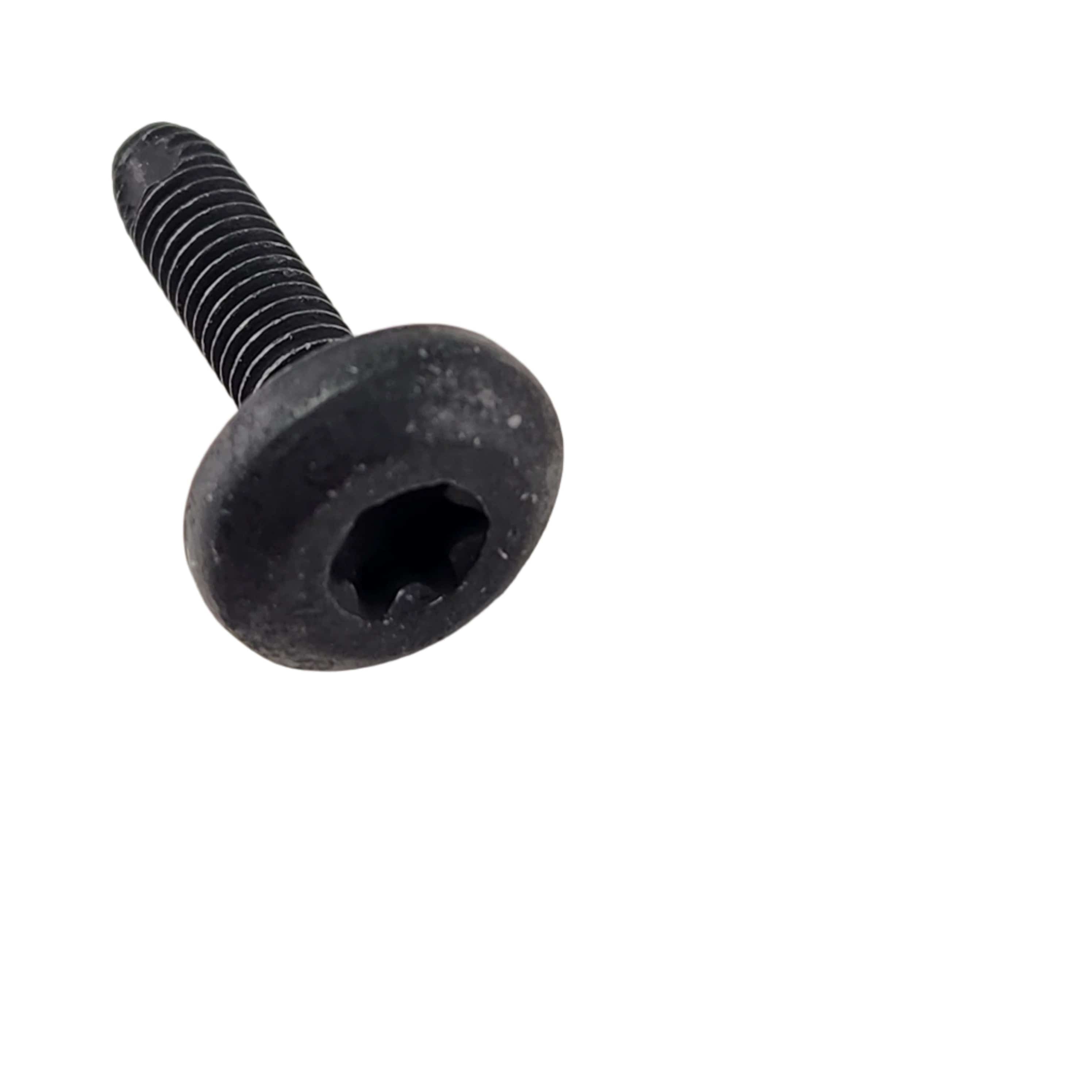A single Bolt by Polaris, black hex socket with a round head, rests on a white background—ideal as an OEM part or for attaching aftermarket windshields to your Polaris UTV.