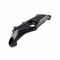 The Frame-Mid RH by Polaris is a black metal OEM part featuring two mounting holes at each end, a central threaded opening, and two small bolts on top; it’s compatible with Polaris or Indian motorcycle models.