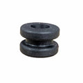 A close-up of the Grommet by Polaris, a small black OEM part with a central hole and double-flanged design—commonly used on Victory and Indian motorcycle models.