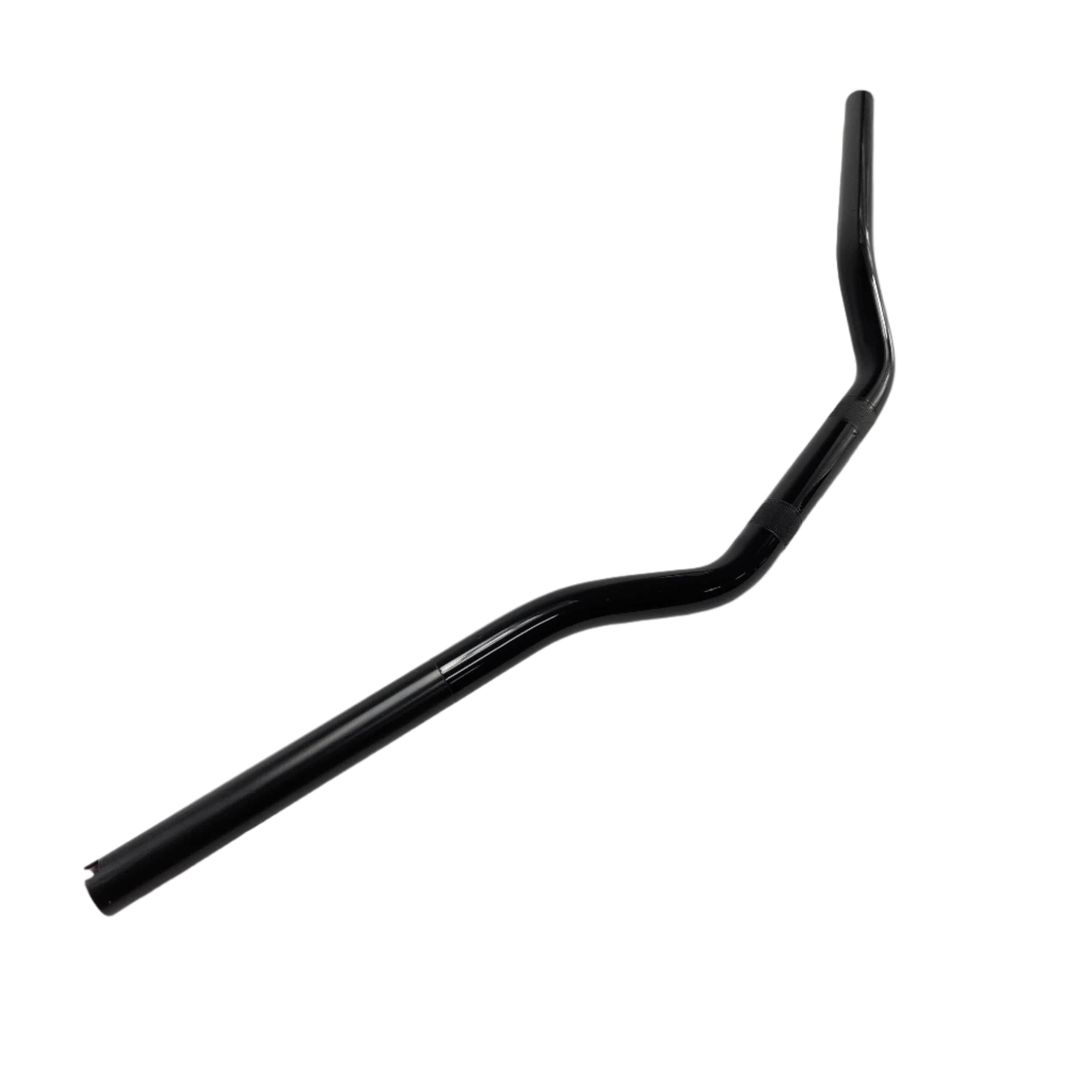 Handlebar Std Black by Polaris—black handlebar with a riser and swept-back design, reminiscent of Indian motorcycle OEM parts, shown on a white background.