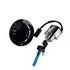 The Polaris Ignition Switch/Fuel Cap, Black, comes with screws, a chrome ignition switch, and two keys on a blue keyring—ideal for your Victory motorcycle—all displayed on a white background.
