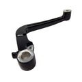 The Pedal-Brake Thunder Black by Polaris is a black metal lever with two cylindrical mounts of different sizes and silver inner rings, typically used in OEM Indian Polaris parts and Indian motorcycle assemblies.