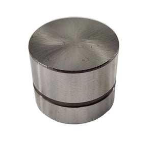 A brushed cylindrical metal Lifter by Polaris with a horizontal groove, shown on a white background—perfect as an OEM Victory Polaris lifter replacement for your Victory motorcycle parts needs.