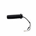 The Grip Non-Throttle Heated by Polaris is a black ribbed handle with an attached cable and two electrical connectors, compatible with OEM Indian Polaris parts, shown on a white background.