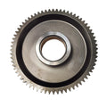 A close-up of the Gear-Starter Clutch by Polaris for Indian motorcycles, featuring evenly spaced teeth, a glossy metallic finish, and a central hole. This OEM part is displayed on a white background.