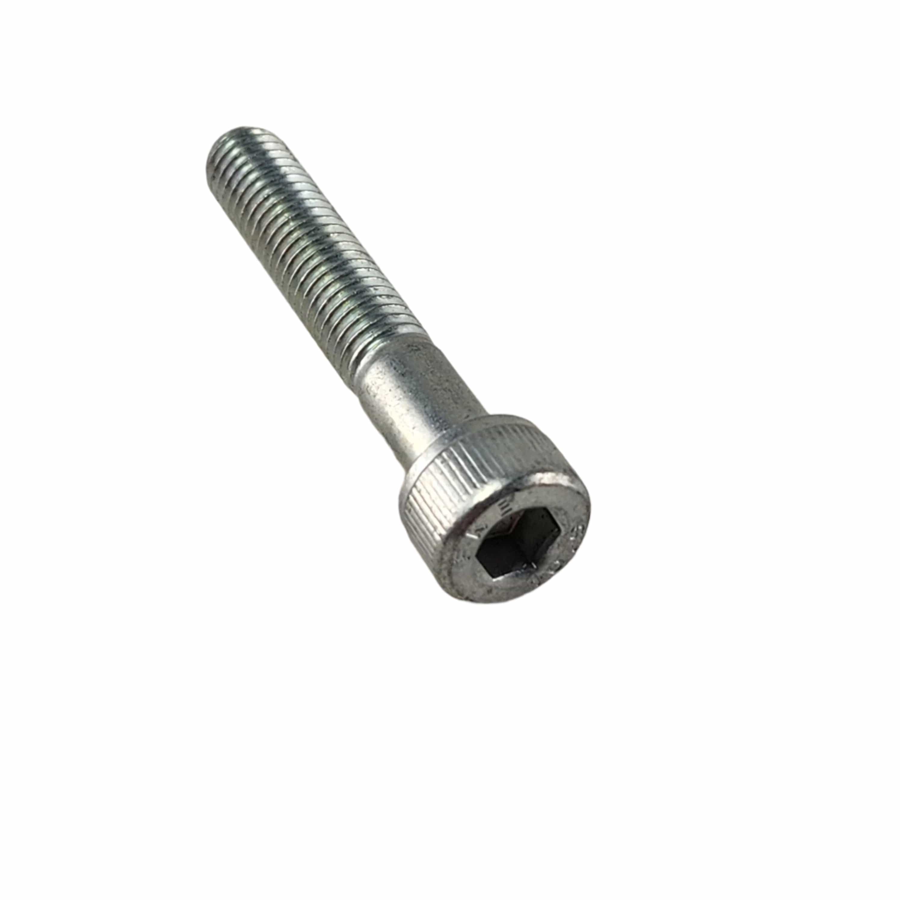 The Screw-Sh M8X1.25X45 10.9 Zpc by Polaris, featuring a cylindrical head and threaded shaft, is shown on a white background—perfect for OEM Indian Polaris and Indian motorcycle parts needs.