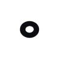 A single black Washer-Delrin,5.3X12.5X0.8,Blk by Polaris with a circular shape and center hole on a white background—perfect for Indian motorcycle or Polaris parts applications.