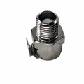 A close-up of the Disc-Quick Fuel Tank Female by Polaris, featuring a threaded metal connector with mounting bracket, isolated on white—perfect for OEM Victory Polaris or Disc-Quick applications.