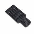 A black rectangular plastic Mount Tab, Seat by Polaris with multiple grooves and two circular holes, likely for a Polaris UTV, is displayed on a white background.