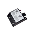 The Module Cell Modem by Polaris is a black rectangular electronic device with a white label featuring QR codes and text, mounted on a flat base with two screw holes, shown isolated on a white background.
