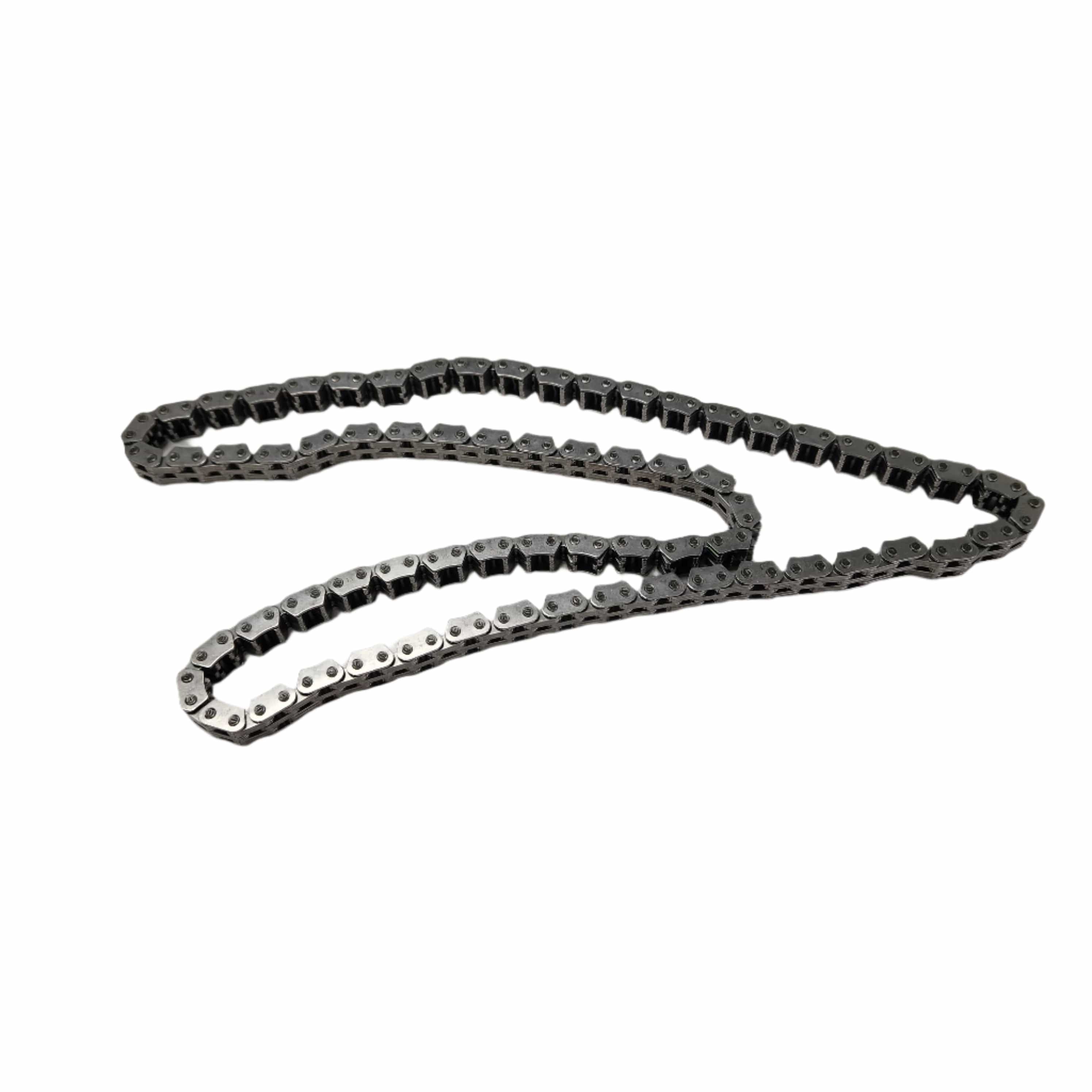 Black metal camshaft chain with interlocking links designed for Polaris UTV engines.