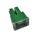 The 40A Fuse by CF Moto features a green transparent top with visible metal contacts and a 40A 32V label, making it an ideal OEM part for reliable CF Moto UTV performance.