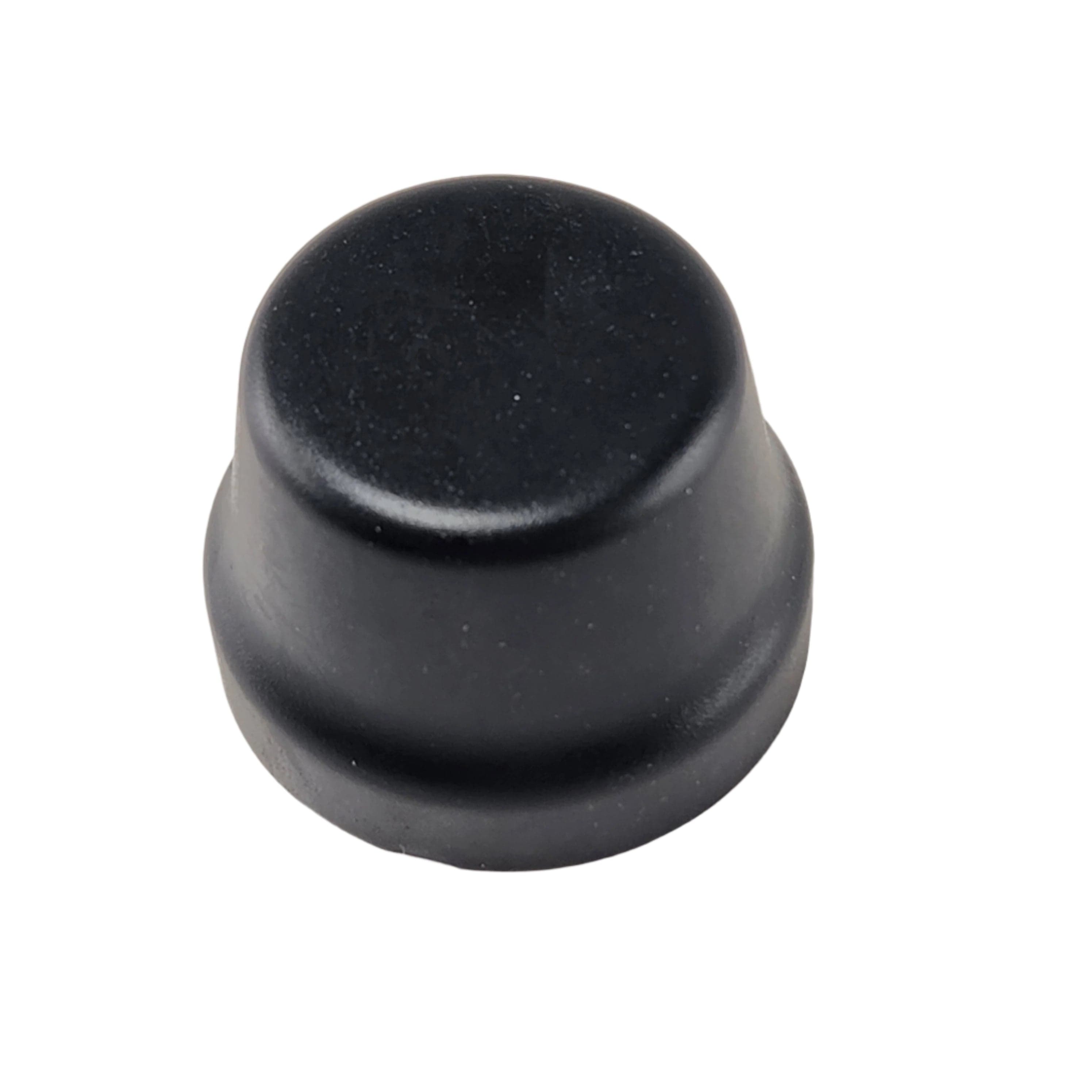 The Cap-Hub, Dust, Blank by Polaris is a small, round black cap with smooth edges—perfect as a replacement for Polaris UTV and other off-road OEM parts.