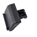 A black, angled plastic Assembly-Latch, Storage, Right by Polaris with a grooved attachment end, designed as an OEM part for Polaris UTV off-road vehicles, isolated on a white background.