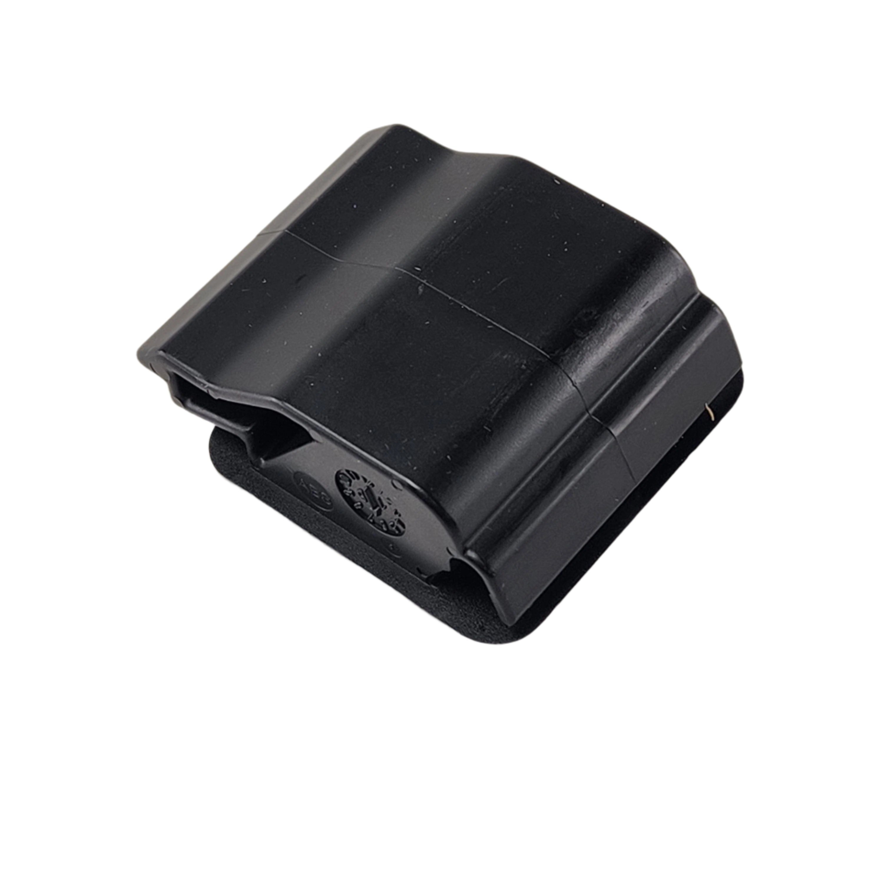A black, plastic rectangular Latch, Slide by Arctic Cat with rounded edges on a white background—perfect as OEM Parts or essential Off Road Vehicle Gear.