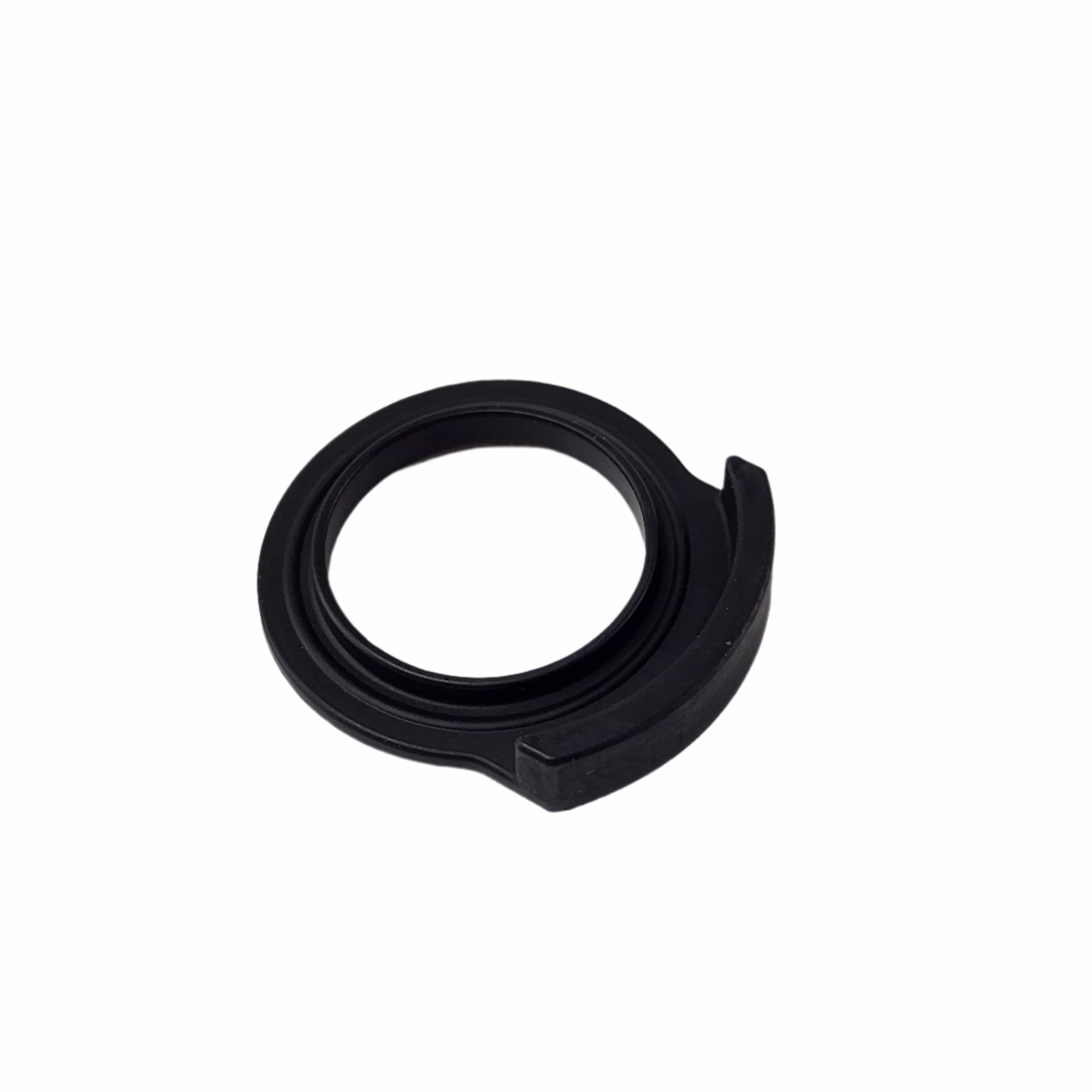 A black, circular plastic or rubber ring with a raised edge, the Seal-Sparkplug Hole by Polaris (OEM #5814715), designed for Polaris Off Road vehicles, displayed against a plain white background.