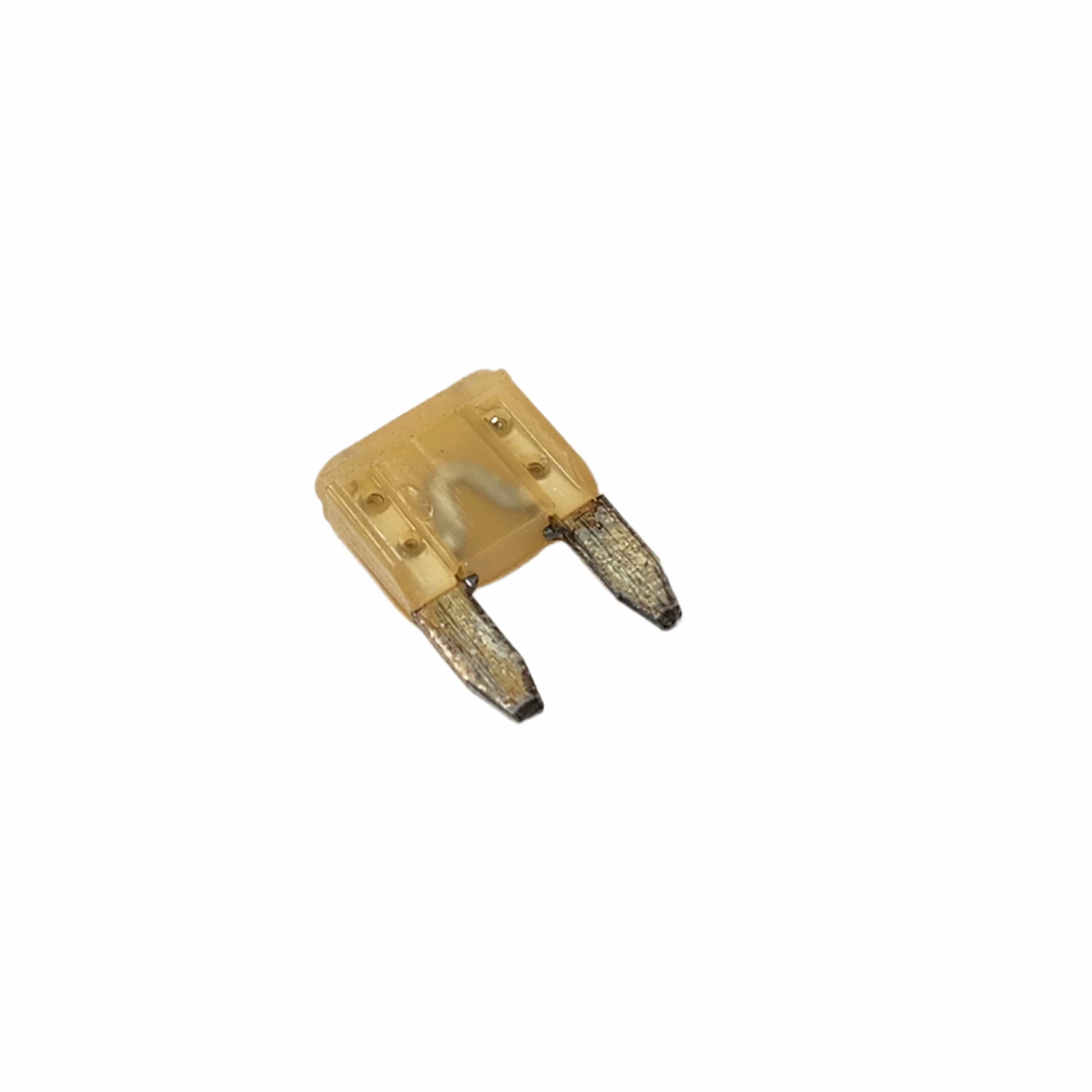 The Fuse, 25A by Polaris is a yellow automotive blade fuse with two metal prongs and a translucent body, designed as an OEM replacement for Victory and Polaris vehicles, shown isolated on a white background.