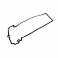 A black, irregularly shaped Polaris Gasket-Valve Cover, Isolated is shown on a white background, featuring curves and bolt holes.