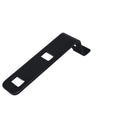 The Bracket. Brake Lines Front by Polaris is a black metal OEM part for Indian motorcycles, featuring two square holes and an angled bend, shown isolated on a white background.