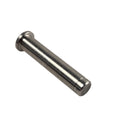 The Pivot Pin by Polaris is a shiny, cylindrical metal pin with a flanged head on one end. Built to Polaris OEM quality standards, its shown isolated on a white background.