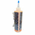 The Tire Balancer and Sealant 8oz by Ride On is a plastic bottle with a blue-tipped nozzle, partially filled with orange liquid. It features measurement markings, label text, a silver packet attached to its side, and has a plain white background.