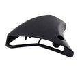 The Cover, Air Filter, Open by Polaris is a black OEM Victory Polaris part with a curved, textured plastic design, an open bottom, and a circular hole on the side; shown on a white background. Ideal for Victory motorcycle air filter assemblies.