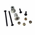 The Bumper Assy Kit by Can-Am includes two metal spacers, three black screws in assorted lengths, and four metal nuts—perfect as OEM parts or UTV accessories—all shown on a white background.