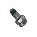 A close-up of the Screw by Polaris, a silver hex bolt featuring partial blue threadlocker on its threads, commonly used in OEM Victory Polaris parts and shown isolated on a white background.