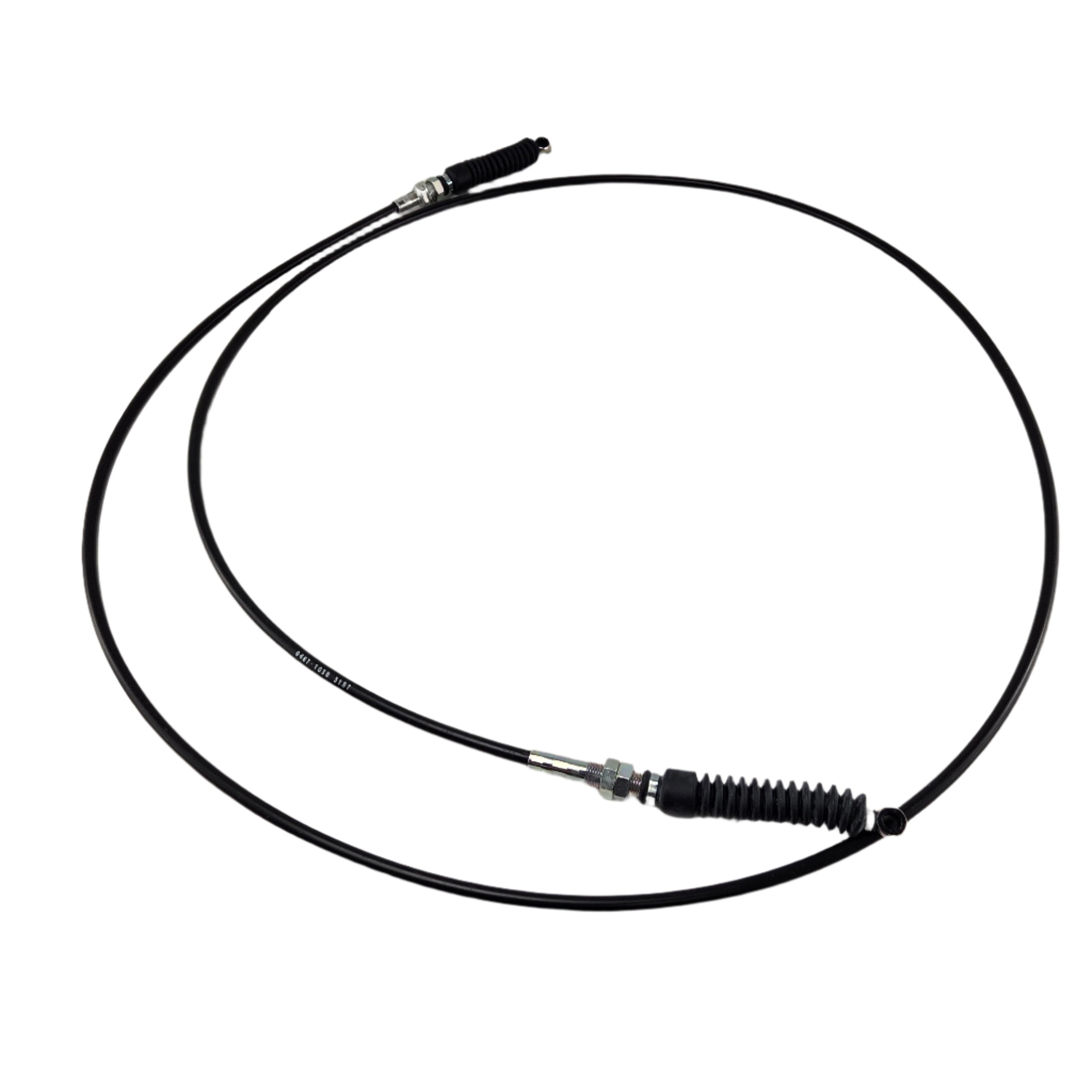 The Cable, Shift By Arctic Cat features metal threaded ends and rubber boots, shown in a loose black coil on a white background—perfect as an ATV off-road accessory or as genuine Arctic Cat OEM replacement parts.