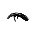 A glossy black curved Front Fender by Polaris with two mounting brackets attached, isolated on a white background.